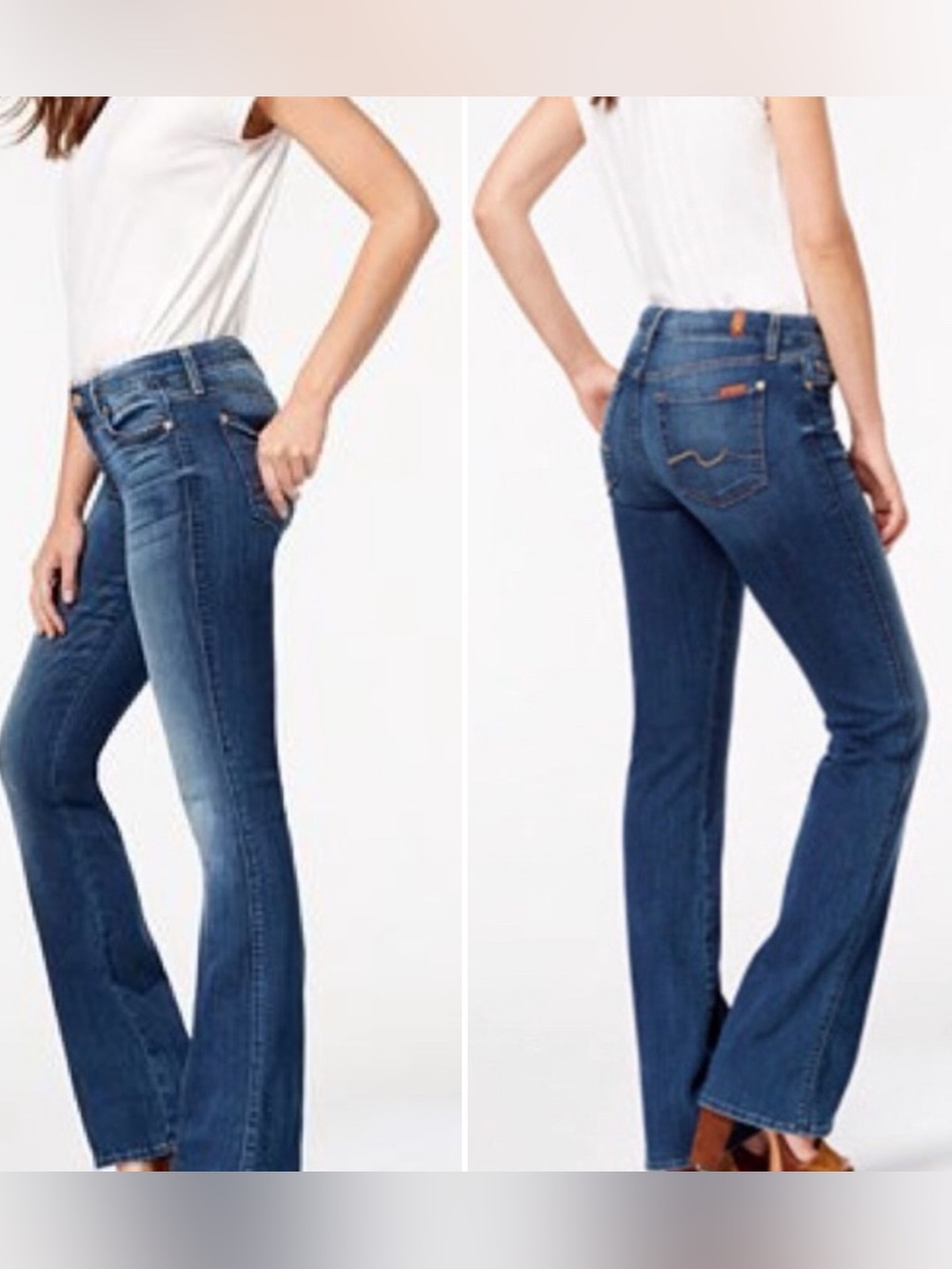 7 For All Mankind Lexie Kimmie Indigo Dark Wash Bootcut Blue Jeans Denim Size 26